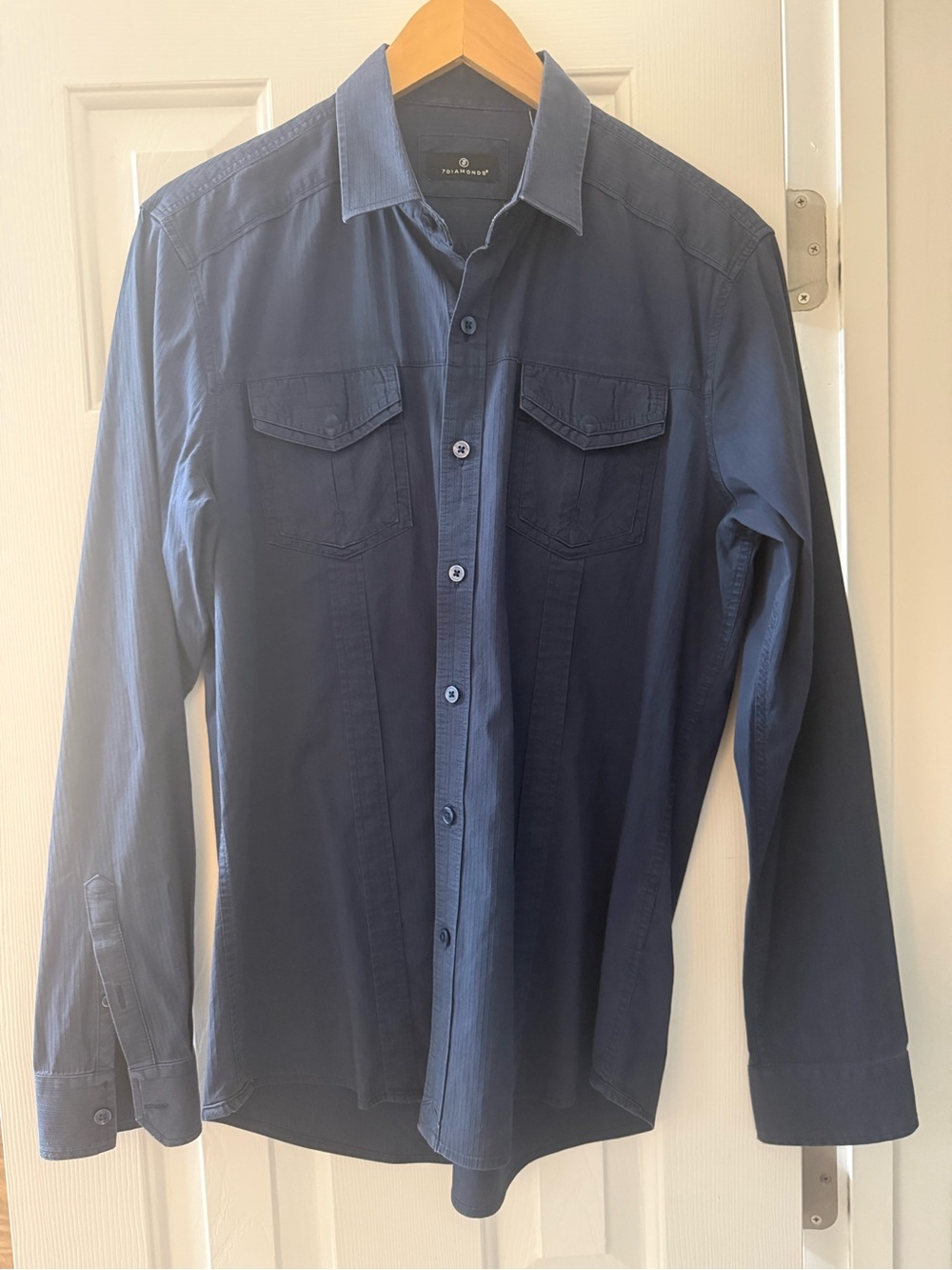 Men's 7 Diamonds Navy Button-Front Long-Sleeve Shirt Jacket